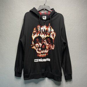 The Walking Dead AMC Zombie Skull Hoodie Mens Sz XL Black Sweatshirt Full Zip